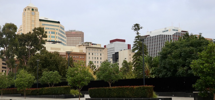 Adelaide business skyline from Kintore Ave